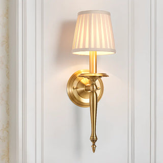 Simplistic Gold Cylinder Fabric Bedroom Wall Sconce Zawala Image - 3