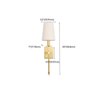 Simplistic Gold Cylinder Fabric Bedroom Wall Sconce Zawala Image - 32