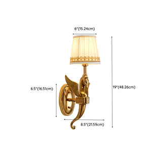 Simplistic Gold Cylinder Fabric Bedroom Wall Sconce Zawala Image - 33