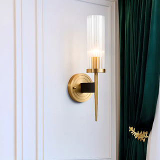 Simplistic Gold Cylinder Fabric Bedroom Wall Sconce Zawala Image - 5