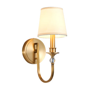 Simplistic Gold Cylinder Fabric Bedroom Wall Sconce Zawala Image - 7