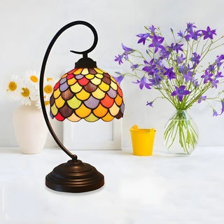 Retro Swirl Arm Victorian Stained Glass Desk Lamp Zawala Image - 1