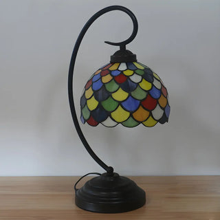 Retro Swirl Arm Victorian Stained Glass Desk Lamp Zawala Image - 2