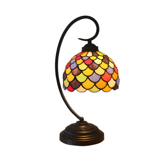 Retro Swirl Arm Victorian Stained Glass Desk Lamp Zawala Image - 3