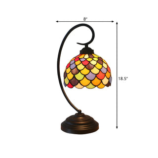 Retro Swirl Arm Victorian Stained Glass Desk Lamp Zawala Image - 4