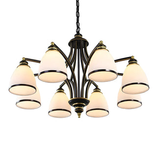 ZOWALA - Downrod Black Multi-Arm Glass Bell Living Room Chandelier Image - 10