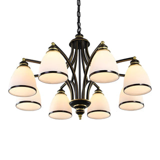 ZOWALA - Downrod Black Multi-Arm Glass Bell Living Room Chandelier Image - 11
