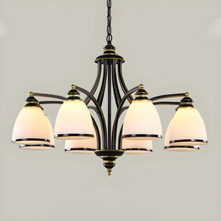 ZOWALA - Downrod Black Multi-Arm Glass Bell Living Room Chandelier Image - 12