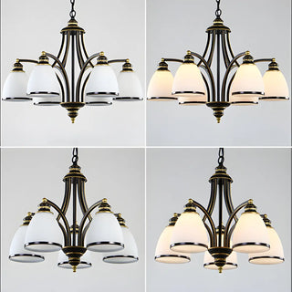 ZOWALA - Downrod Black Multi-Arm Glass Bell Living Room Chandelier Image - 13