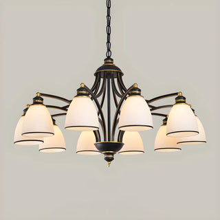 ZOWALA - Downrod Black Multi-Arm Glass Bell Living Room Chandelier Image - 14