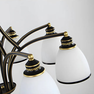 ZOWALA - Downrod Black Multi-Arm Glass Bell Living Room Chandelier Image - 15