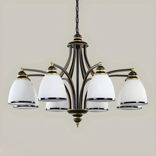 ZOWALA - Downrod Black Multi-Arm Glass Bell Living Room Chandelier Image - 16