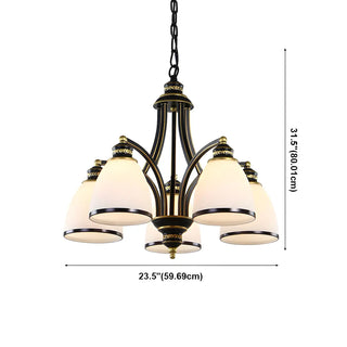 ZOWALA - Downrod Black Multi-Arm Glass Bell Living Room Chandelier #size