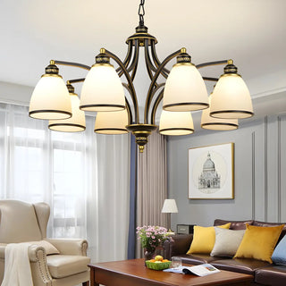 ZOWALA - Downrod Black Multi-Arm Glass Bell Living Room Chandelier Image - 2