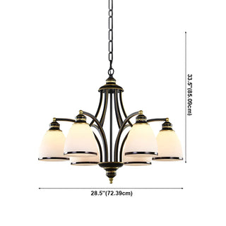 ZOWALA - Downrod Black Multi-Arm Glass Bell Living Room Chandelier Image - 20