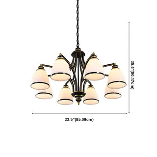 ZOWALA - Downrod Black Multi-Arm Glass Bell Living Room Chandelier Image - 21