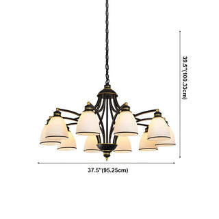 ZOWALA - Downrod Black Multi-Arm Glass Bell Living Room Chandelier Image - 22