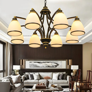 ZOWALA - Downrod Black Multi-Arm Glass Bell Living Room Chandelier Image - 3