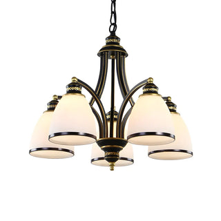 ZOWALA - Downrod Black Multi-Arm Glass Bell Living Room Chandelier Image - 4