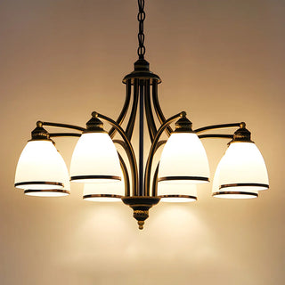 ZOWALA - Downrod Black Multi-Arm Glass Bell Living Room Chandelier Image - 6