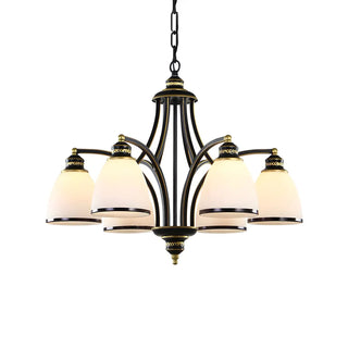 ZOWALA - Downrod Black Multi-Arm Glass Bell Living Room Chandelier Image - 7