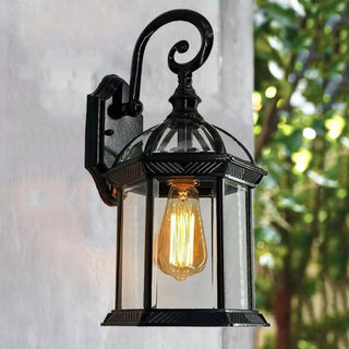 Vintage Lantern Black Outdoor Wall Sconce Zawala Image - 1