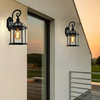 Vintage Lantern Black Outdoor Wall Sconce Zawala Image - 2