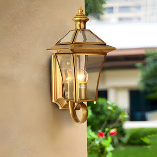 Industrial Gold Glass Exterior Lantern Wall Sconce Zawala Image - 1