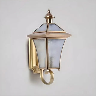 Industrial Gold Glass Exterior Lantern Wall Sconce Zawala Image - 10