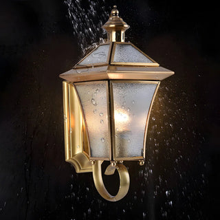 Industrial Gold Glass Exterior Lantern Wall Sconce Zawala Image - 11