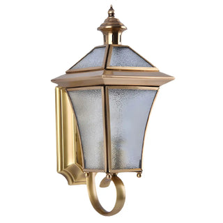 Industrial Gold Glass Exterior Lantern Wall Sconce Zawala Image - 12