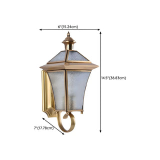 Industrial Gold Glass Exterior Lantern Wall Sconce Zawala #size
