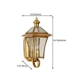 Industrial Gold Glass Exterior Lantern Wall Sconce Zawala Image - 17