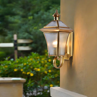 Industrial Gold Glass Exterior Lantern Wall Sconce Zawala Image - 2