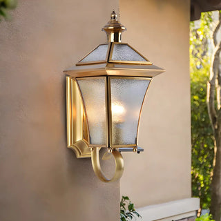 Industrial Gold Glass Exterior Lantern Wall Sconce Zawala Image - 3