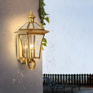 Industrial Gold Glass Exterior Lantern Wall Sconce Zawala Image - 4