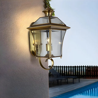 Industrial Gold Glass Exterior Lantern Wall Sconce Zawala Image - 5