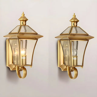 Industrial Gold Glass Exterior Lantern Wall Sconce Zawala Image - 6