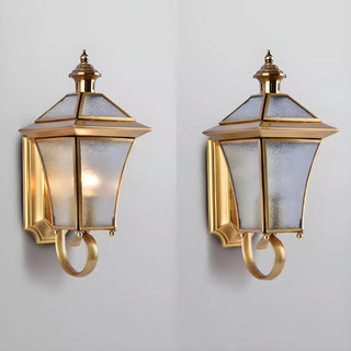 Industrial Gold Glass Exterior Lantern Wall Sconce Zawala Image - 7