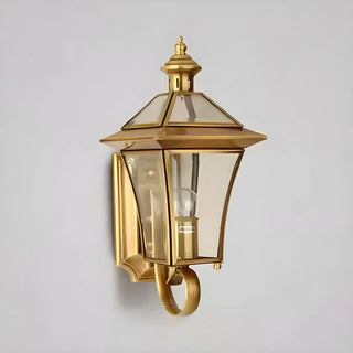 Industrial Gold Glass Exterior Lantern Wall Sconce Zawala Image - 9
