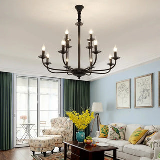 ZOWALA - Vintage Candelabra Metal Living Room Black Large Chandelier Image - 1