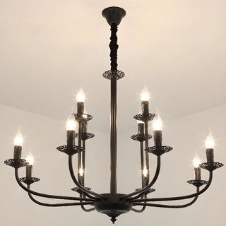 ZOWALA - Vintage Candelabra Metal Living Room Black Large Chandelier Image - 10