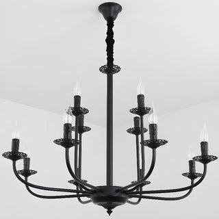 ZOWALA - Vintage Candelabra Metal Living Room Black Large Chandelier Image - 11