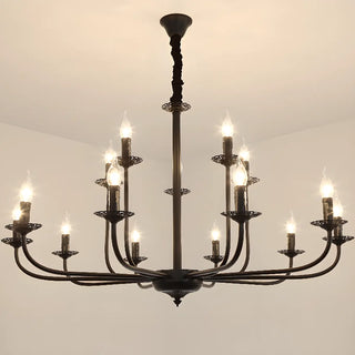 ZOWALA - Vintage Candelabra Metal Living Room Black Large Chandelier Image - 12