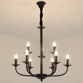 ZOWALA - Vintage Candelabra Metal Living Room Black Large Chandelier Image - 13