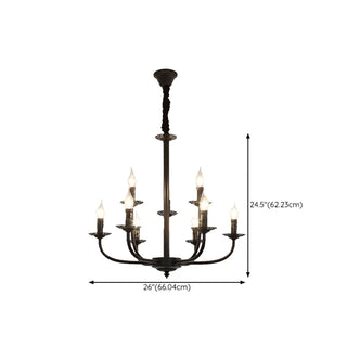 ZOWALA - Vintage Candelabra Metal Living Room Black Large Chandelier #size