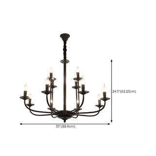 ZOWALA - Vintage Candelabra Metal Living Room Black Large Chandelier Image - 15