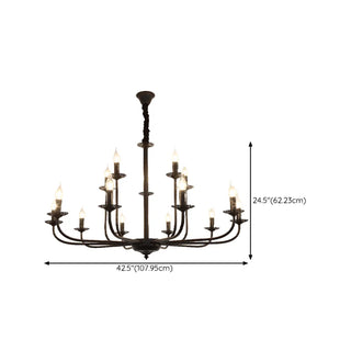 ZOWALA - Vintage Candelabra Metal Living Room Black Large Chandelier Image - 16