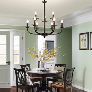 ZOWALA - Vintage Candelabra Metal Living Room Black Large Chandelier Image - 3