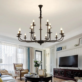 ZOWALA - Vintage Candelabra Metal Living Room Black Large Chandelier Image - 4